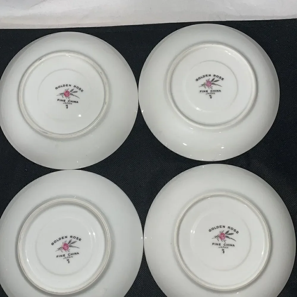 8 set golden rose fine china teacups and saucers